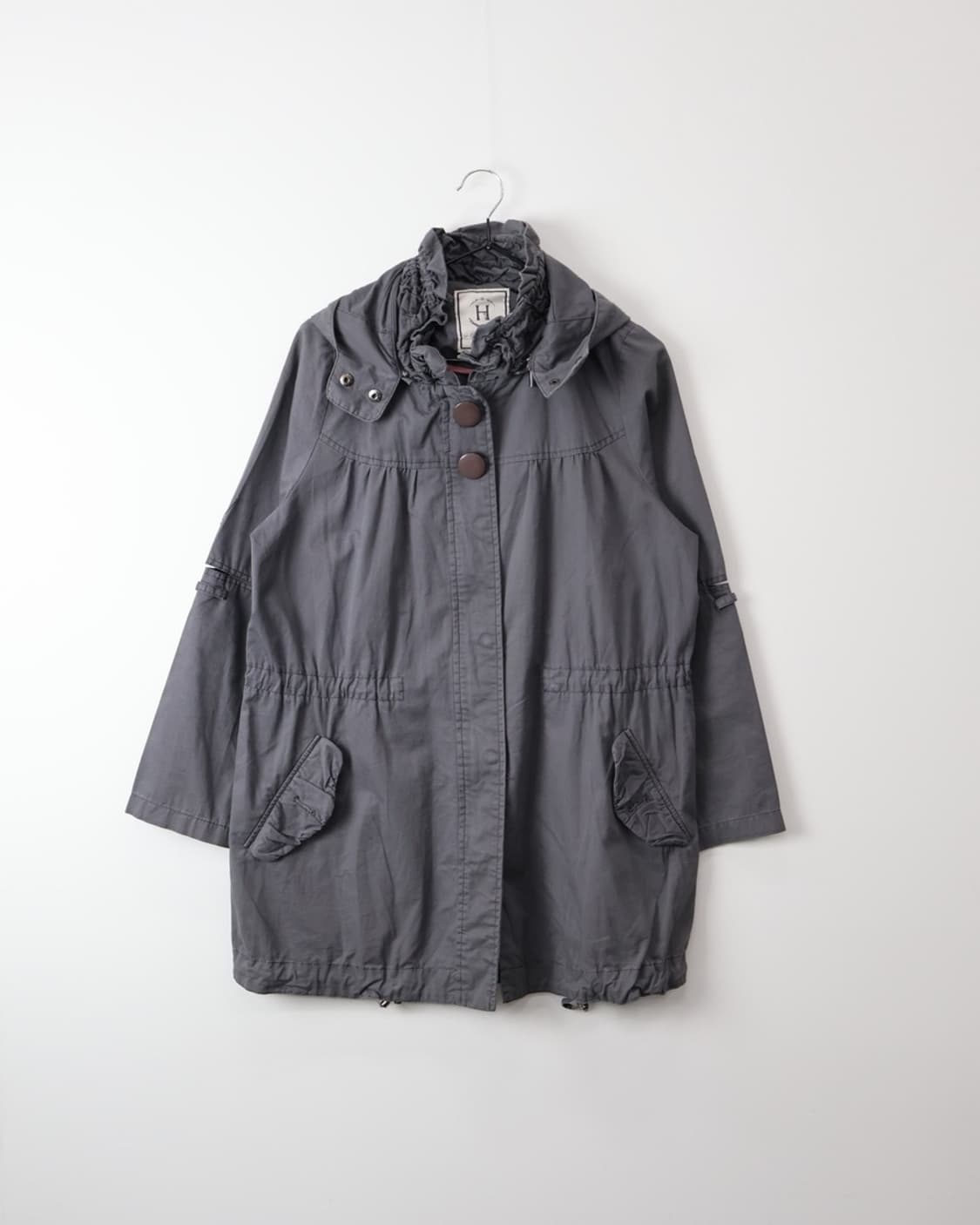 Jpn Mori Girl Dark Grey Drawstring Coat 상품이미지5