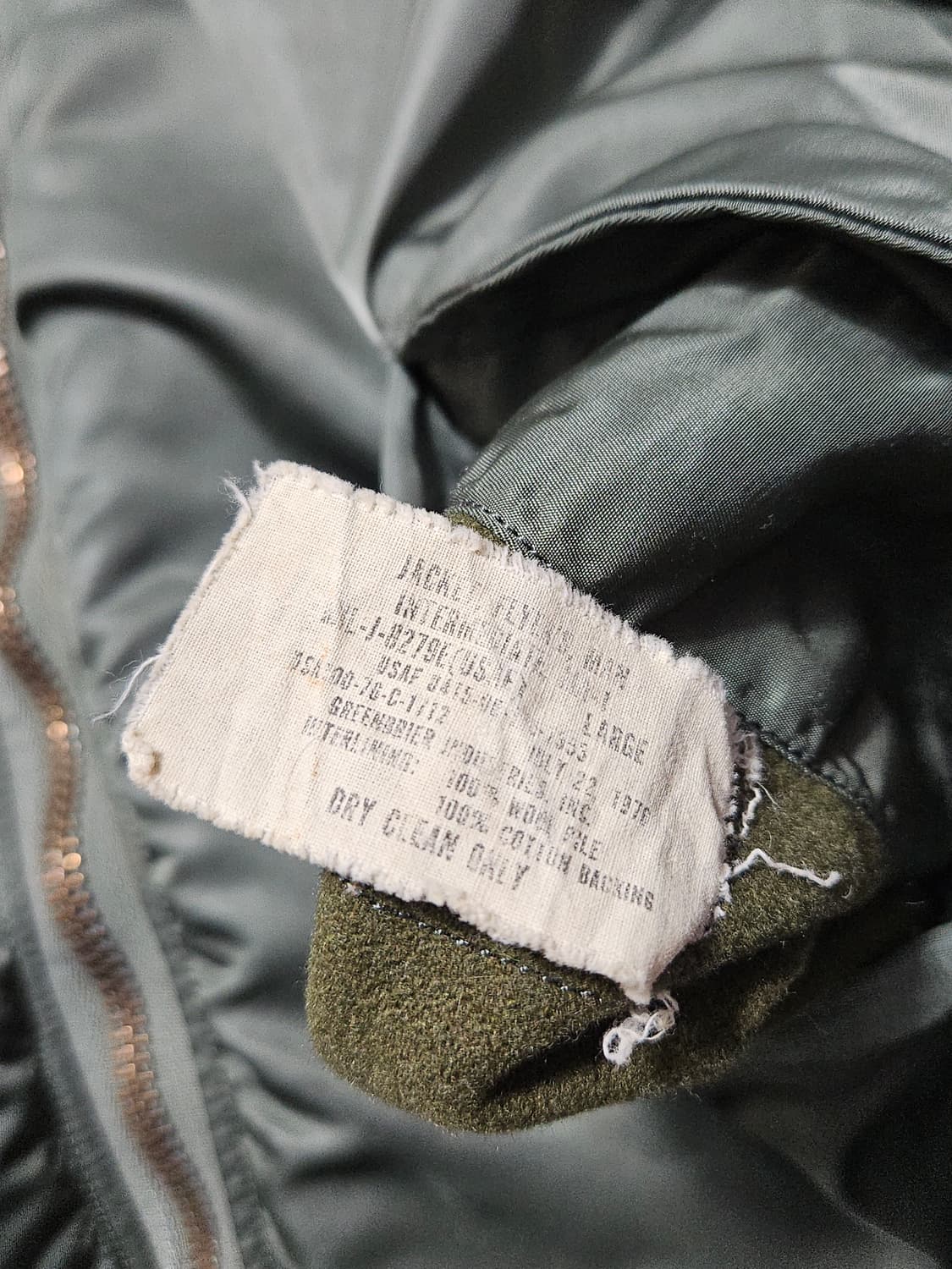 1970's 오리지널 MA-1 플라이트 자켓 그린브리어 L 상품이미지9