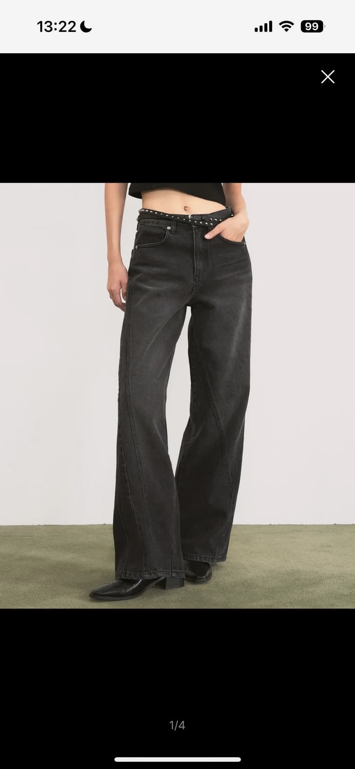 SIS A 이레귤러 와이드 데님 팬츠 (black) 상품이미지2