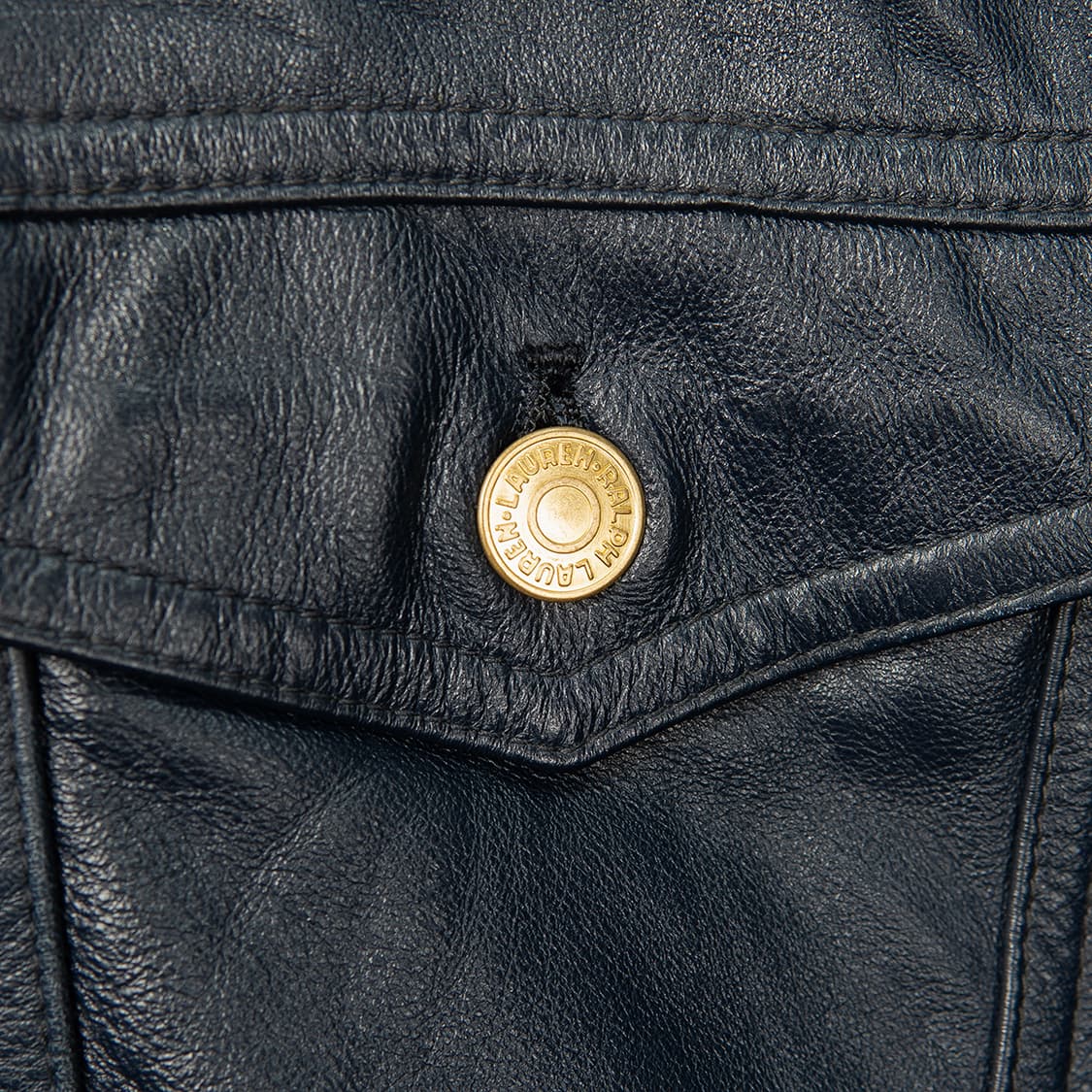 [100] 00s 로렌 랄프로렌 램스킨 레더 트러커 자켓 네이비  상품이미지4