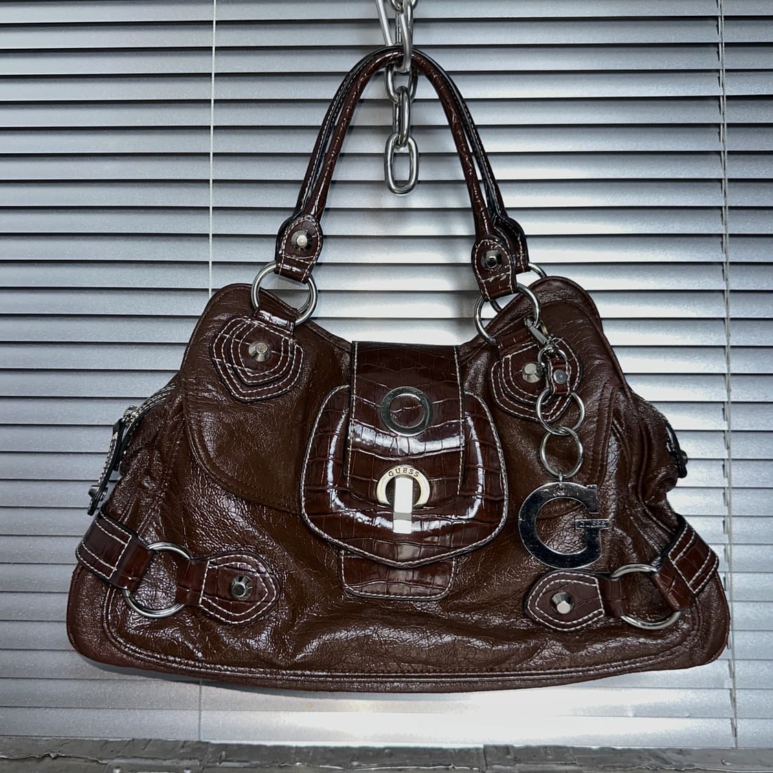 00s 게스 컬렉션 XL 레더 폴드오버 빅백 상품이미지3