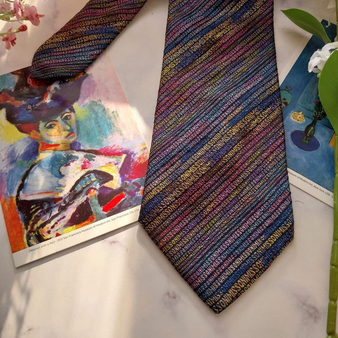 미쏘니 실크 멀티컬러 이니셜 자카드 넥타이 9.6cm A+등급 K1646 상품이미지4