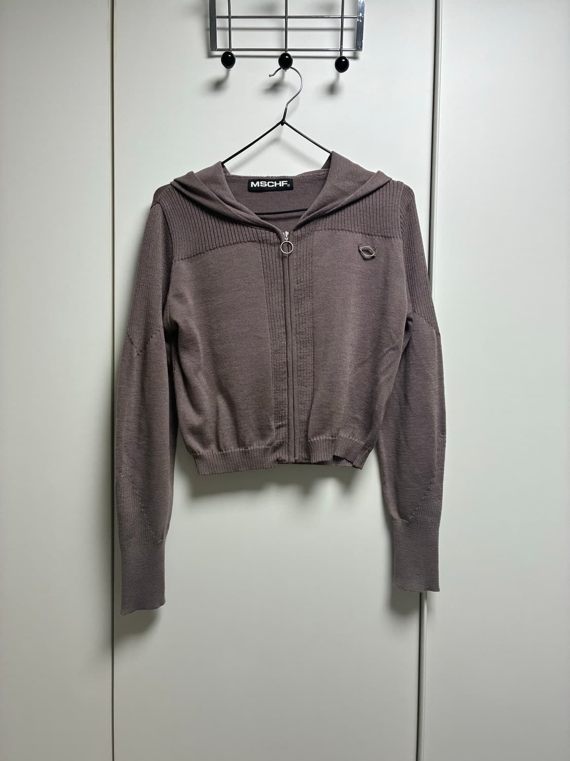 미스치프 롬버스 니트 후드 집업 - 로즈브라운 M 상품이미지2