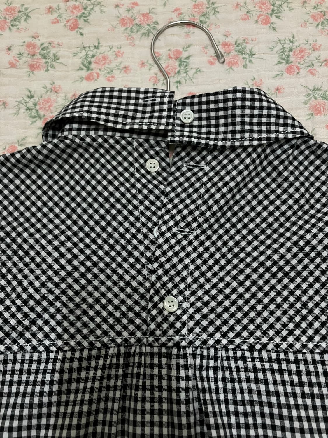 빈티지 모리 체크 둥근 넥 블라우스 1071 모리걸 y2k 스트릿 갸루  상품이미지5