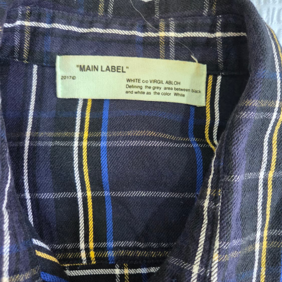 오프화이트 블루 타탄 체크 셔츠 L~XL 상품이미지3