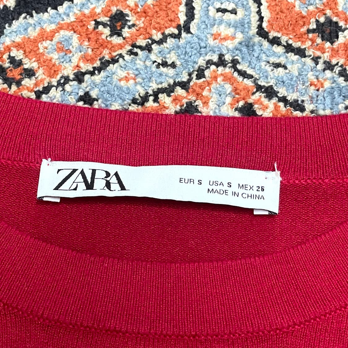 자라 레드 나일론 슬림핏 니트 여성S 상품이미지5