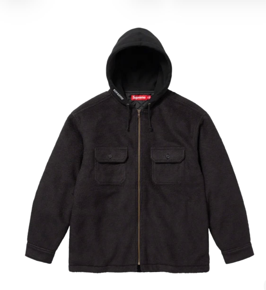[L] 슈프림 플리스 집업 후드 셔츠 블랙 - 23FW 상품이미지1