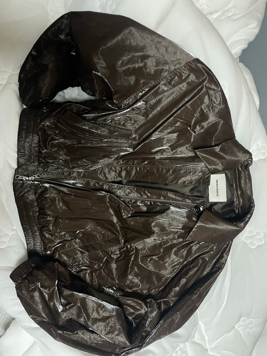 인사일런스 글로시 타이벡 블루종 자켓 브라운 xs 상품이미지2