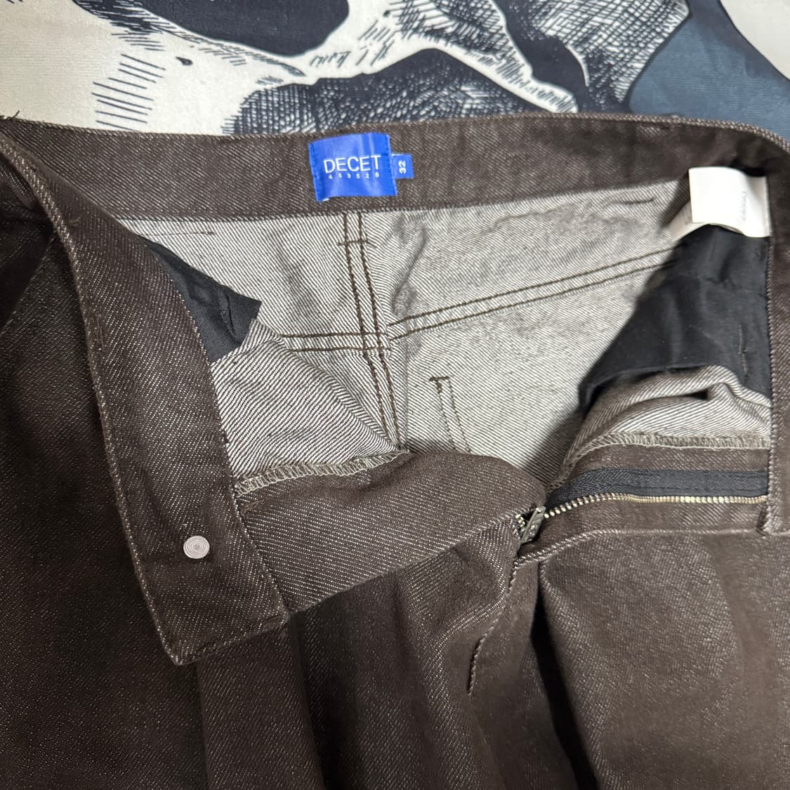 데케트 와이드 브라운 데님팬츠 32사이즈  상품이미지4