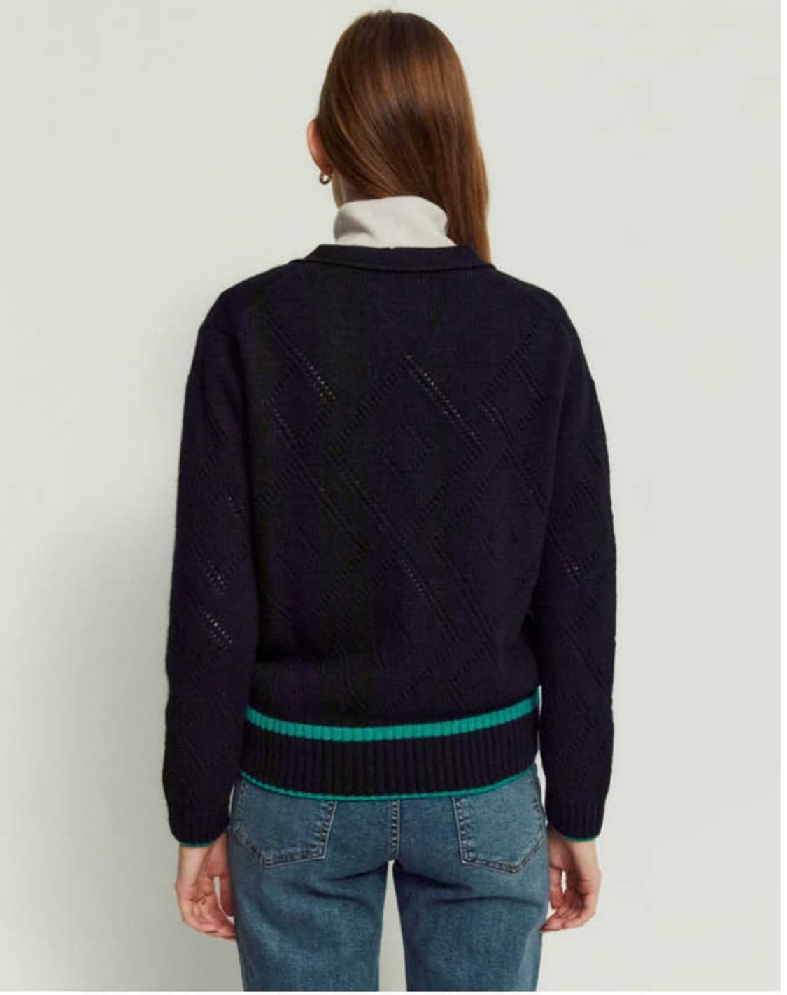 헤지스 라인배색 캐시미어혼방 울니트 가디건 66사이즈 상품이미지2