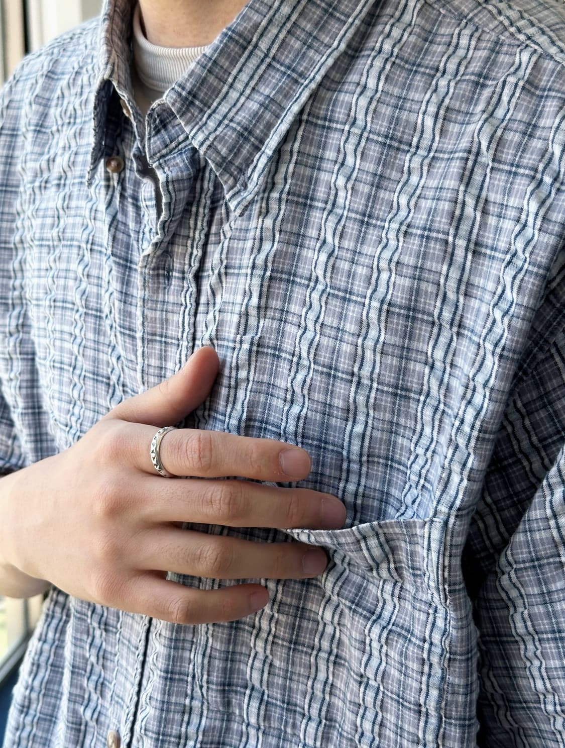 Natural sucker fabric H/S shirt 상품이미지10