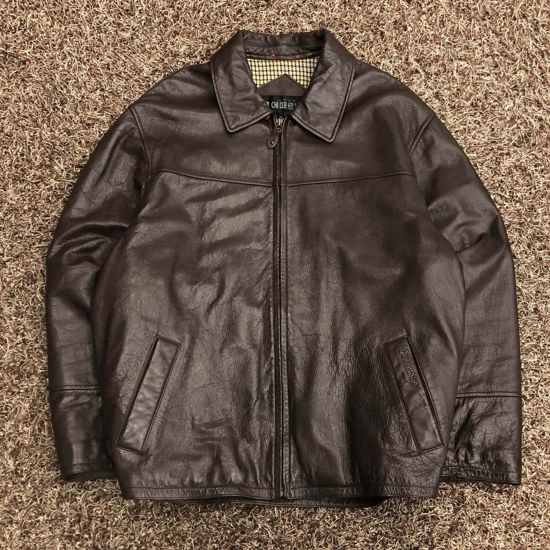 빈티지 소가죽 미니멀 카우스킨 싱글 레더 가죽 자켓 상품이미지1