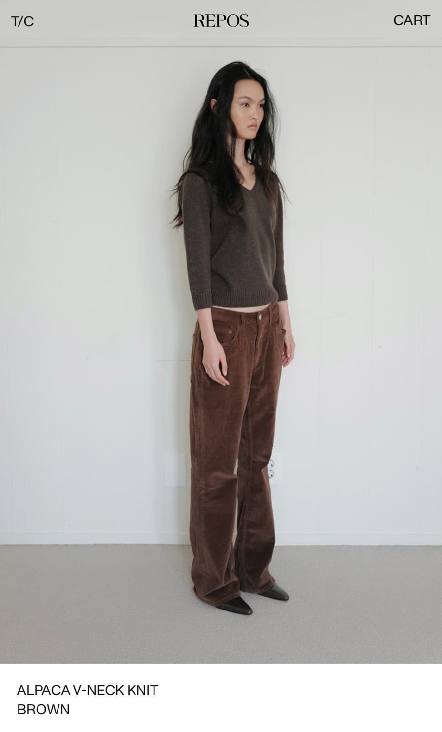ALPACA V-NECK KNIT BROWN (M사이즈) 상품이미지3