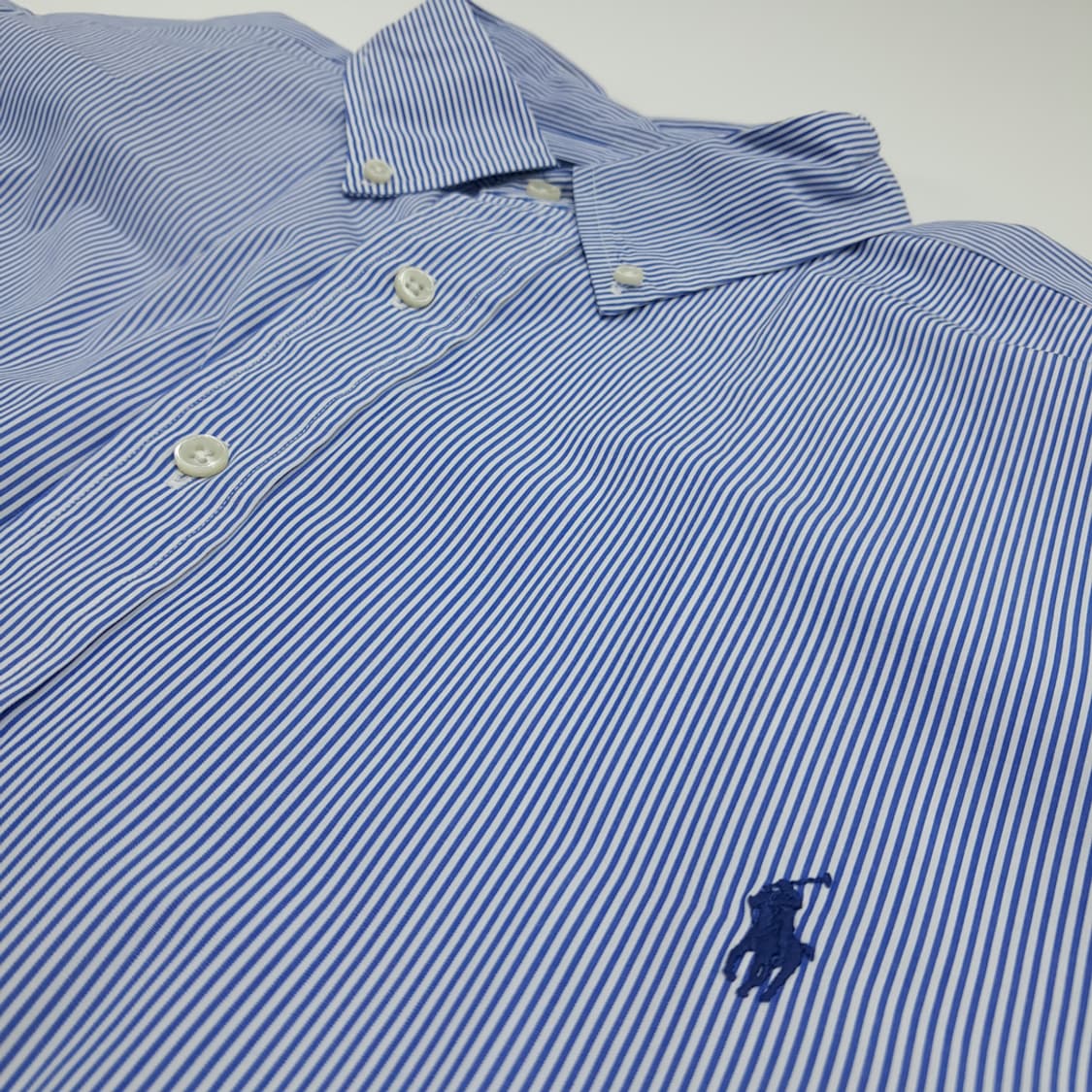 CN834 XLT 폴로 랄프로렌 블루 핀스트라이프 긴팔 셔츠 남방 상품이미지5