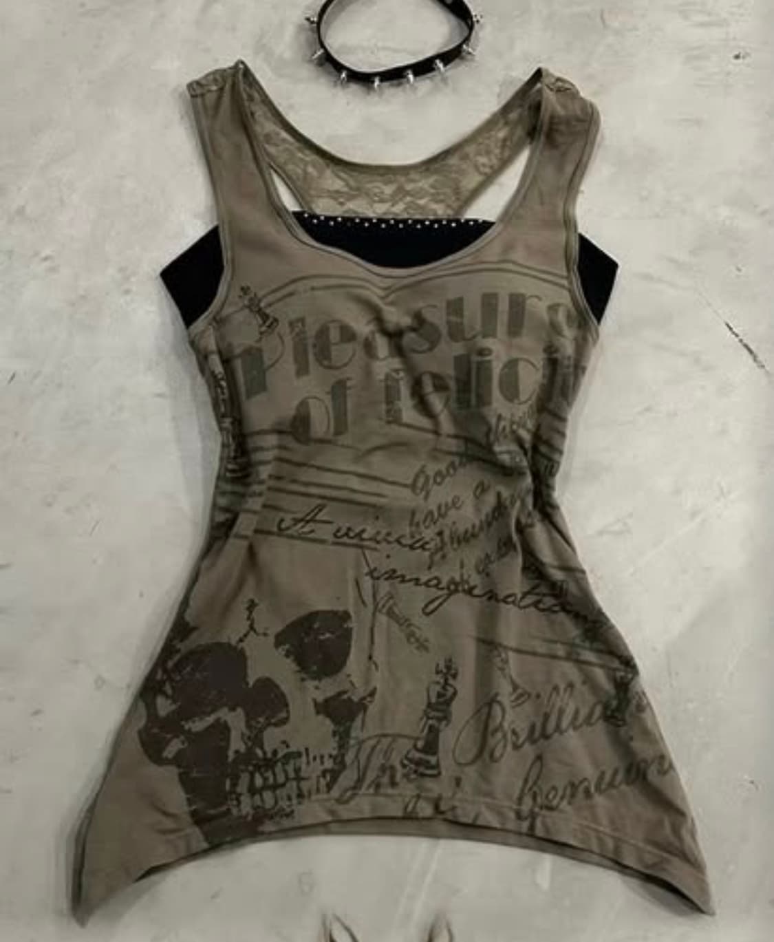 데라 카키 펑크 디테일 탑나시 상품이미지1