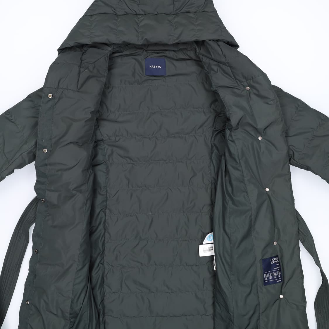 [90-165] 헤지스 그린 스트랩 구스다운 롱 패딩 점퍼 N6871 상품이미지4