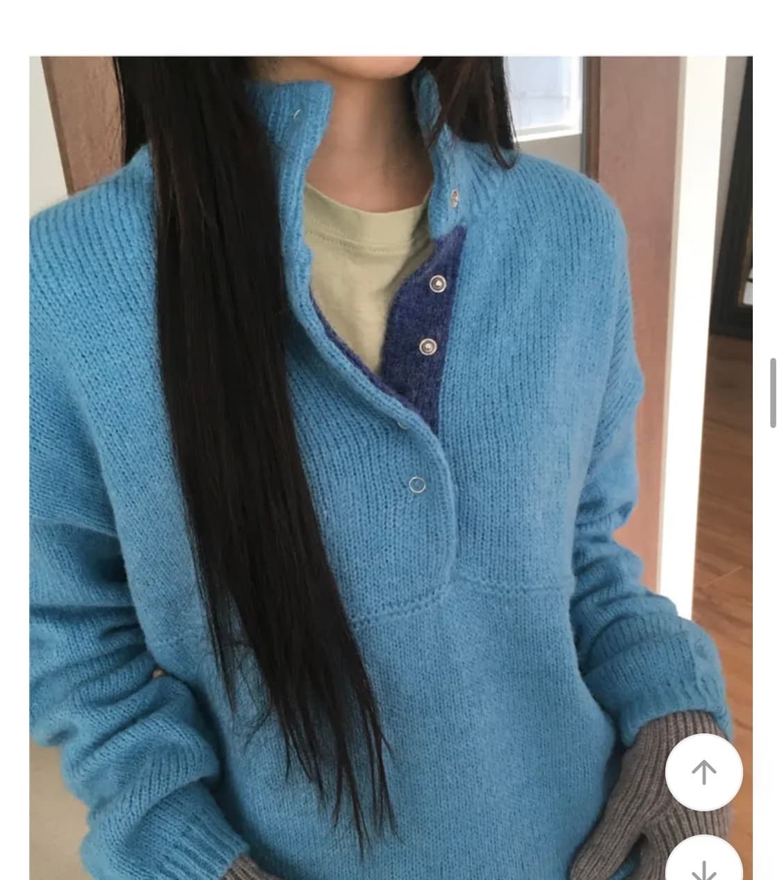 코틱 보카시 배색 하프 스냅 버튼 니트 상품이미지5