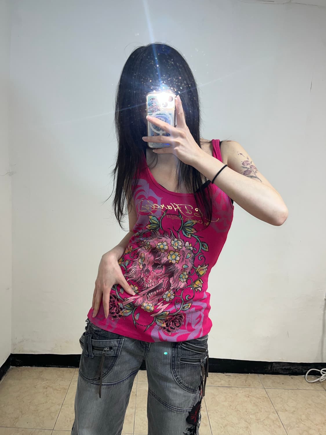 Ed Hardy 펑크 프린팅 슬리브리스 상품이미지1
