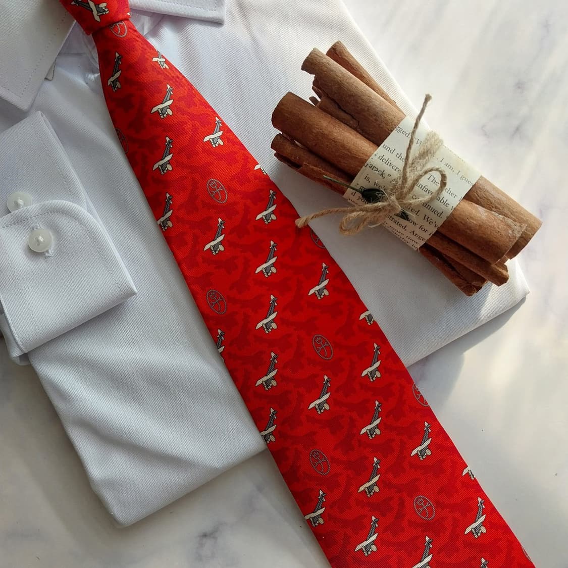 까스텔바작 레드 비행기 모티브 실크 넥타이 9.7cm A+등급 K1516 상품이미지8