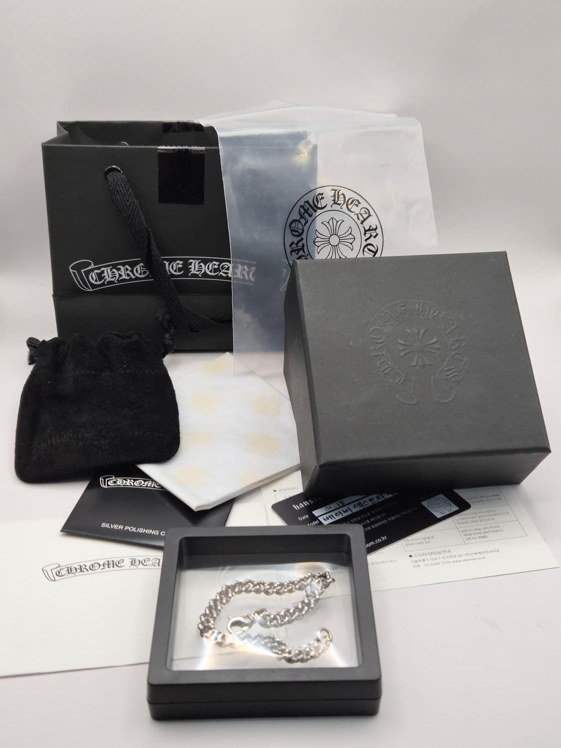 크롬하츠 정품 베이비엑스트라 펜시 체인 팔찌 8인치 풀구성 상품이미지1