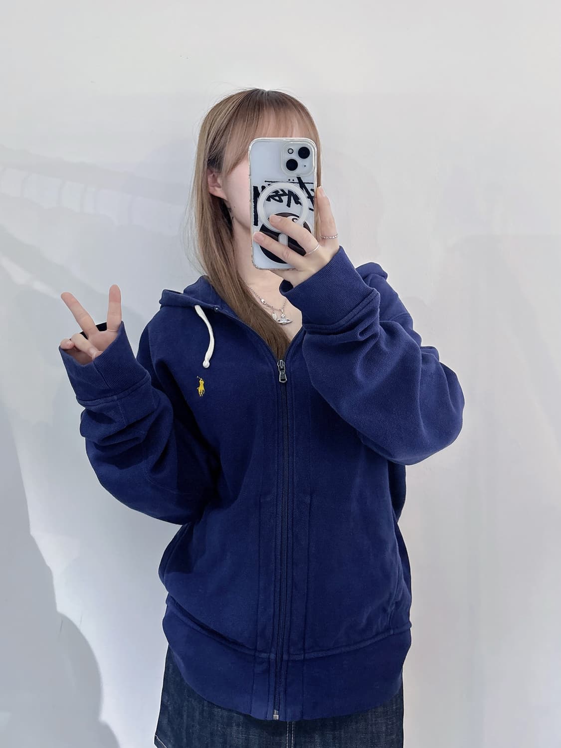 폴로랄프로렌 옐로포니 네이비 후드집업 상품이미지1