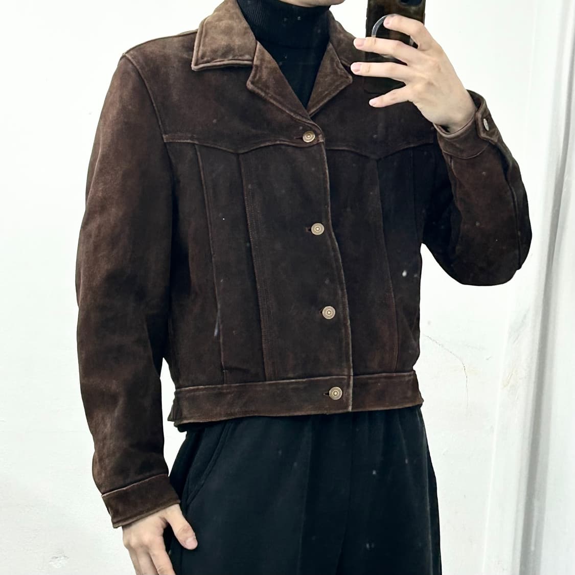 토니웩 웨스턴 스웨이드 크롭 트러커 자켓 상품이미지4