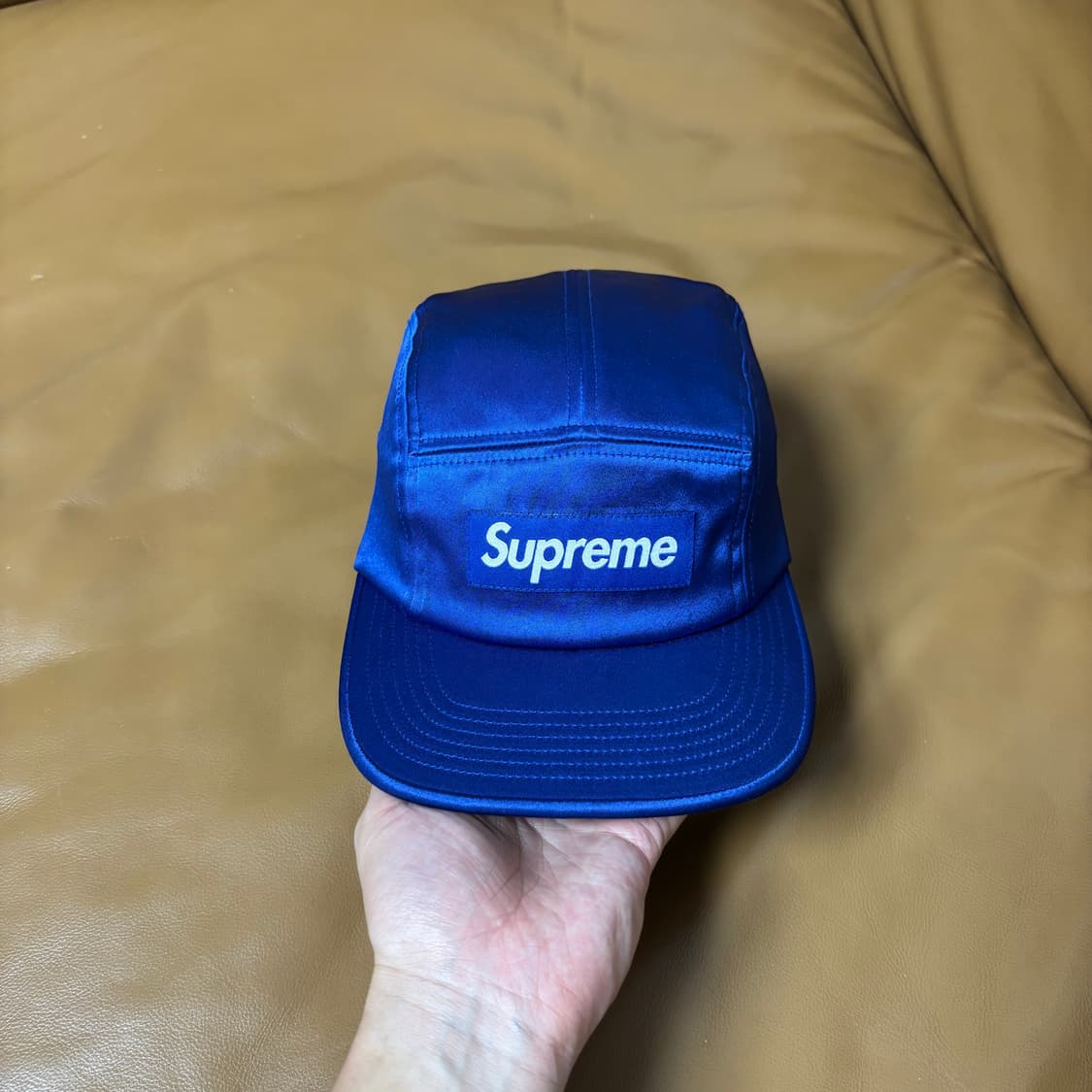 Supreme 슈프림 캠프캡 모자 (Satin Navy Blue) 상품이미지2