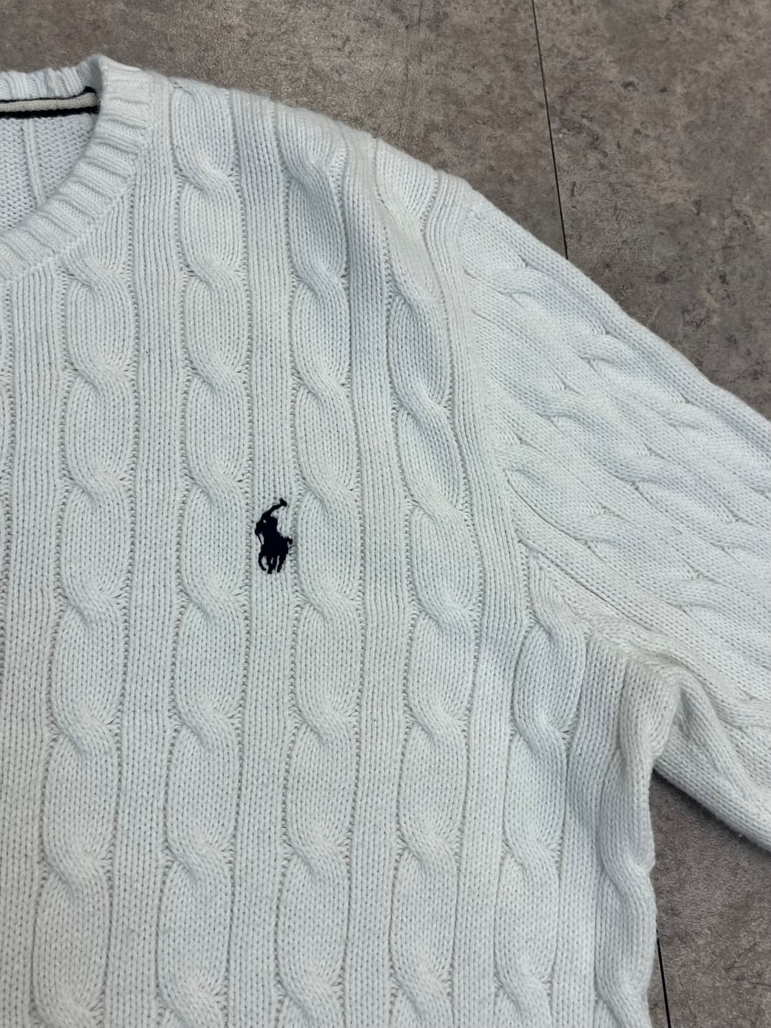 폴로 랄프로렌 꽈배기 니트 화이트 XL #csz3771 상품이미지5
