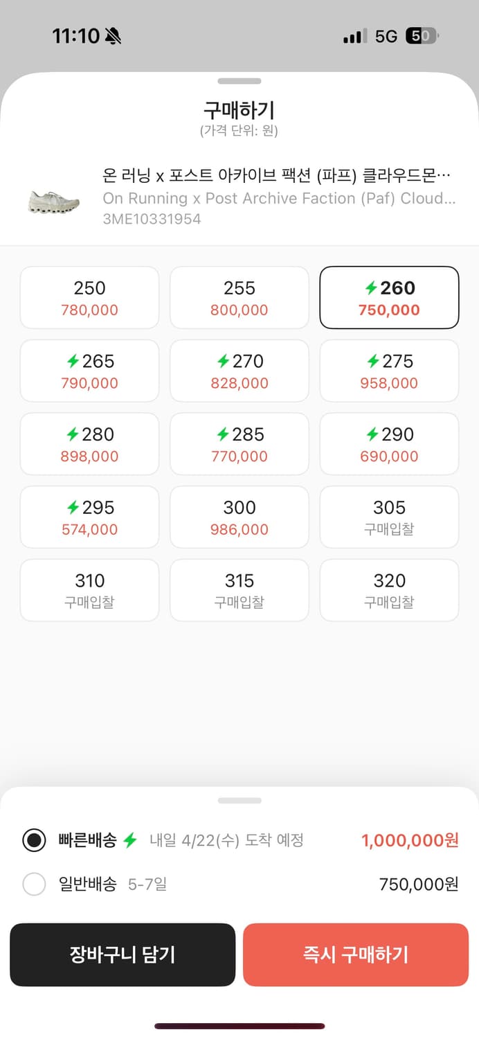 온러닝 X (파프) 클라우드 몬스터 문더스트 초크 (260) 상품이미지5