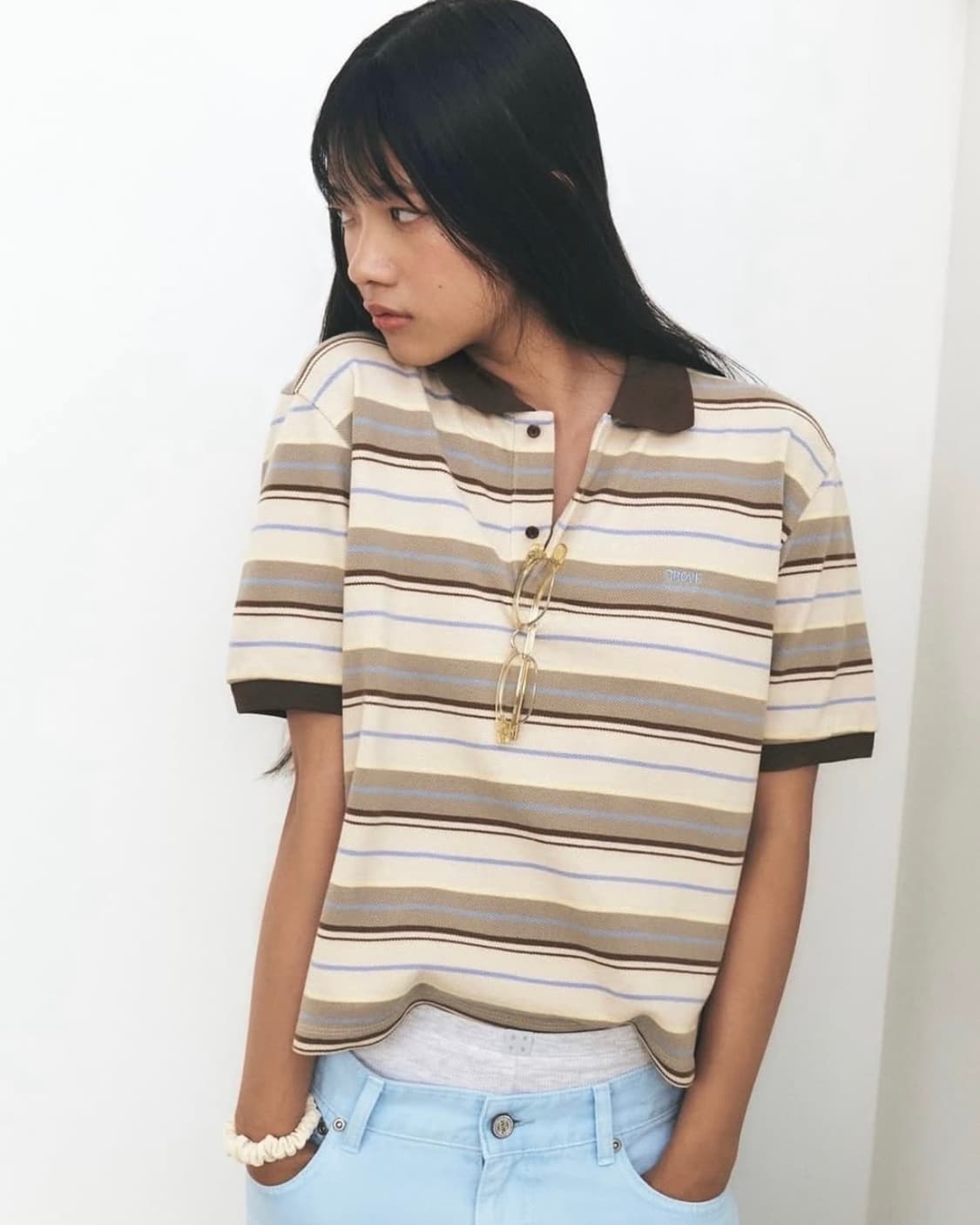 GROVE CARELL STRIPE PIQUE SHIRT (프리사이즈) 상품이미지1
