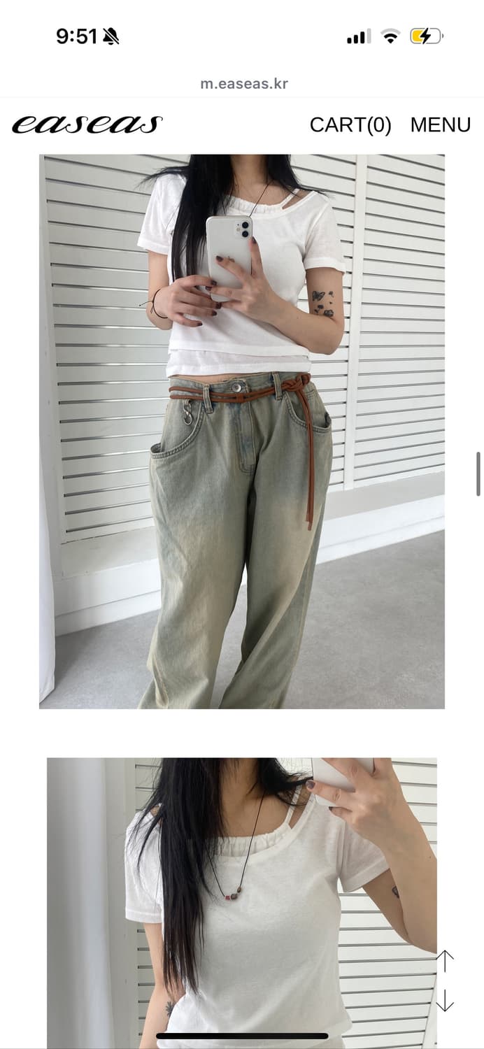 새상품) 이즈이즈 스모킹 팬츠 청바지 와이드팬츠 smoking d pt 상품이미지4