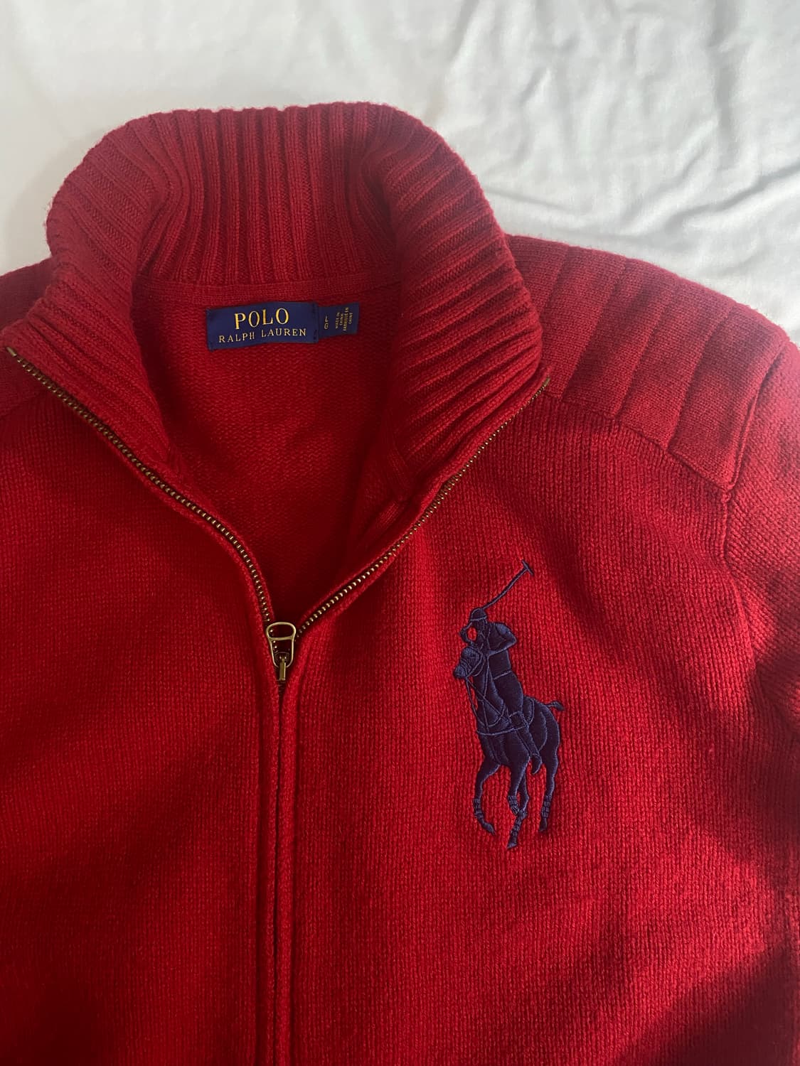 폴로랄프로렌 빅포니 치프키프 니트집업 버건디 상품이미지3