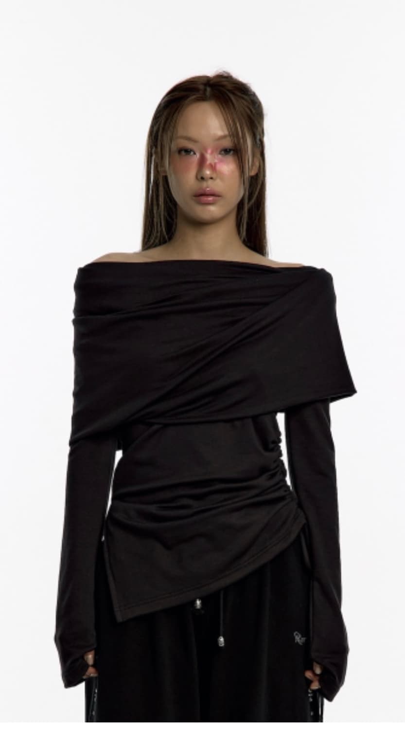 카시코 카울 후드 롱 슬리브 블랙(사용감 없음) 상품이미지2