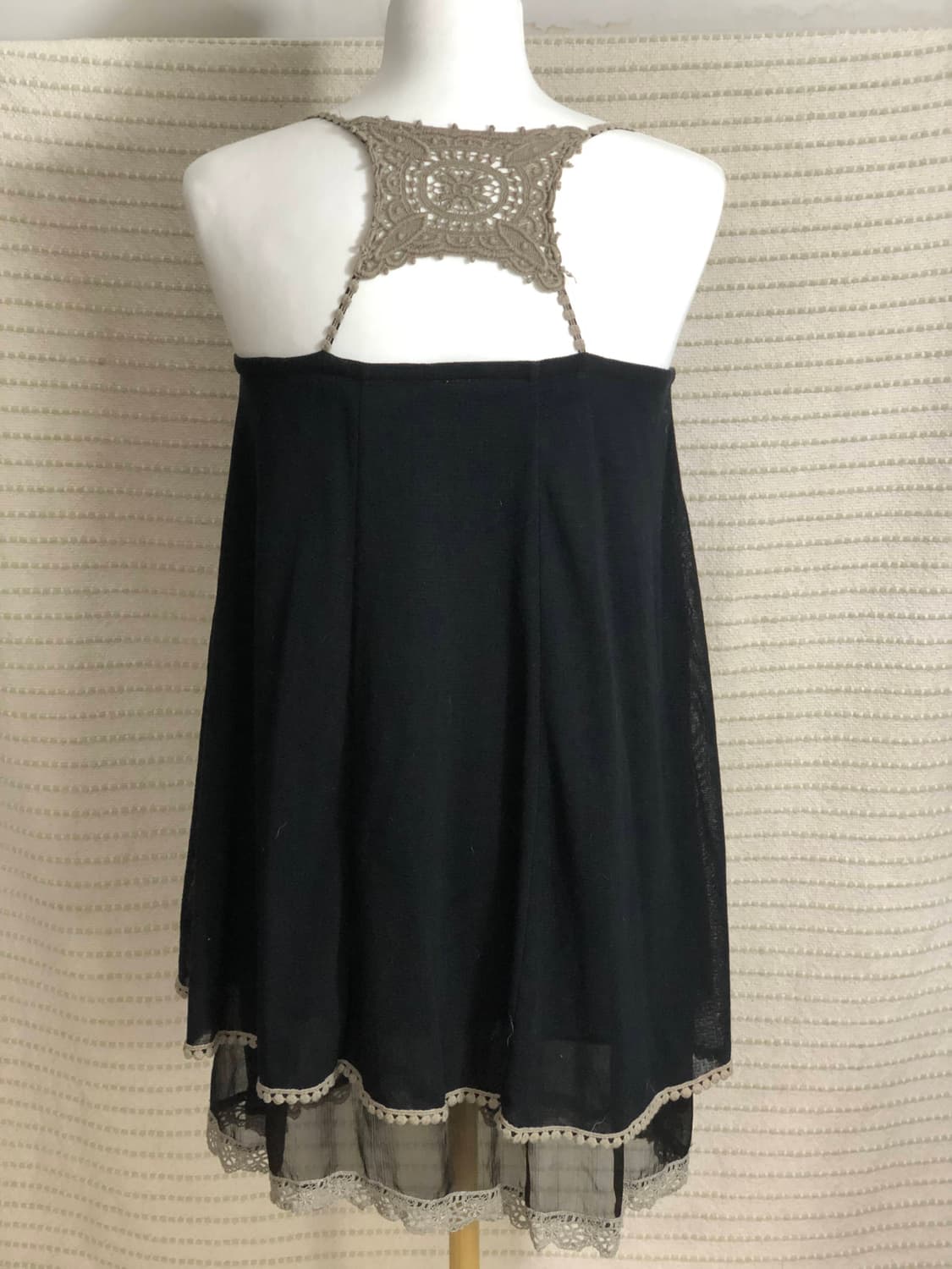 빈티지 엑시즈팜 자수 디테일 블랙 쉬폰 모리걸 레이어드 나시 상품이미지2