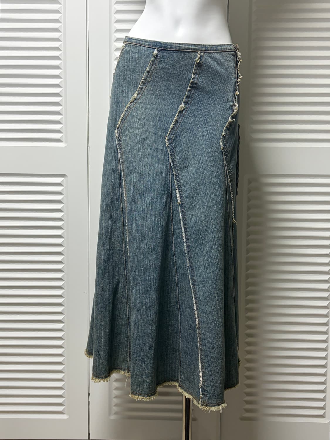 JPN Raw Edge Flare Maxi Denim Skirt 상품이미지2