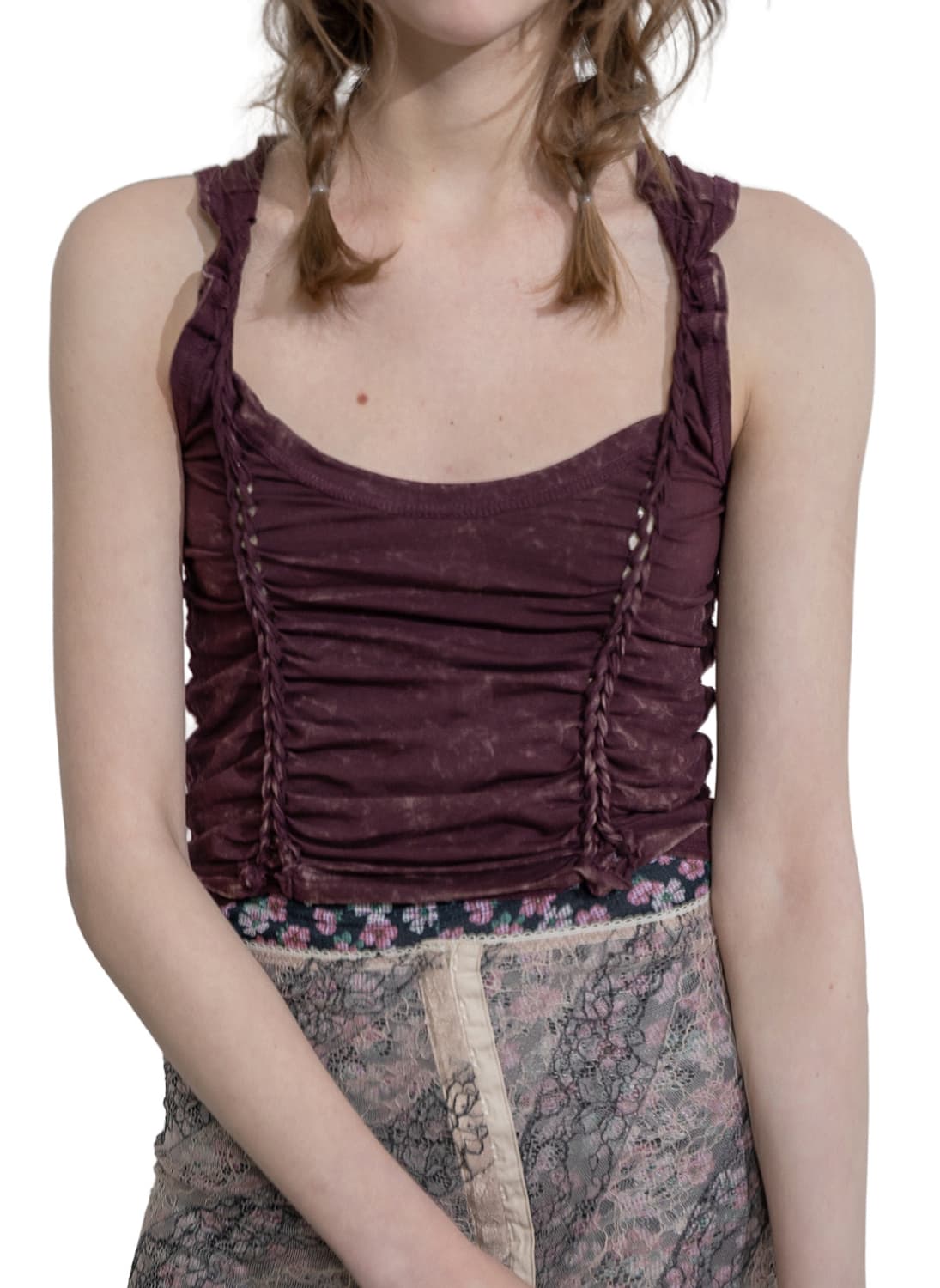 [F]퍼버즈 26ss 브레이드 탱크 슬리브리스 탑/레드 상품이미지1