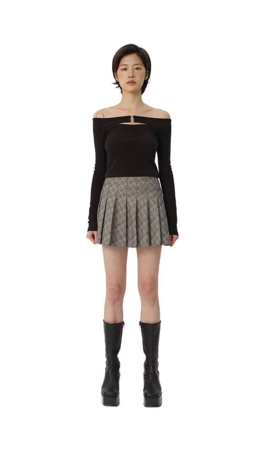 큐리티 플리츠 미니 스커트 (로제 착용) 상품이미지2