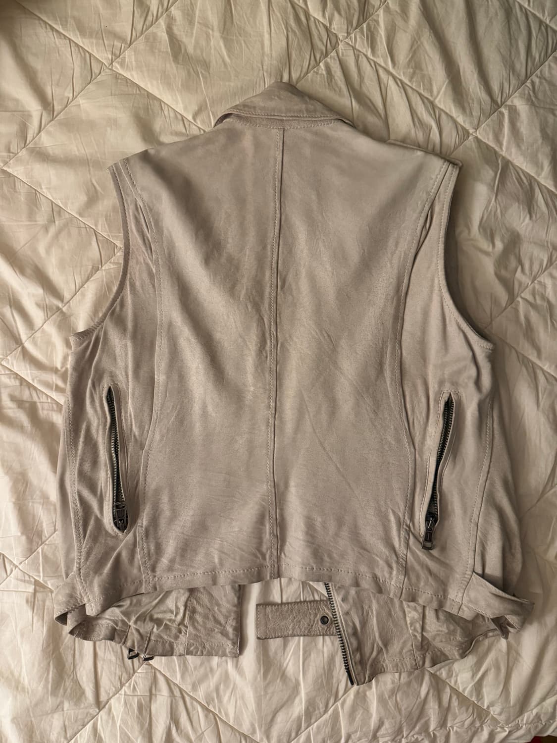 R13 그레이 워싱 레더 멀티 지퍼 베스트 상품이미지4