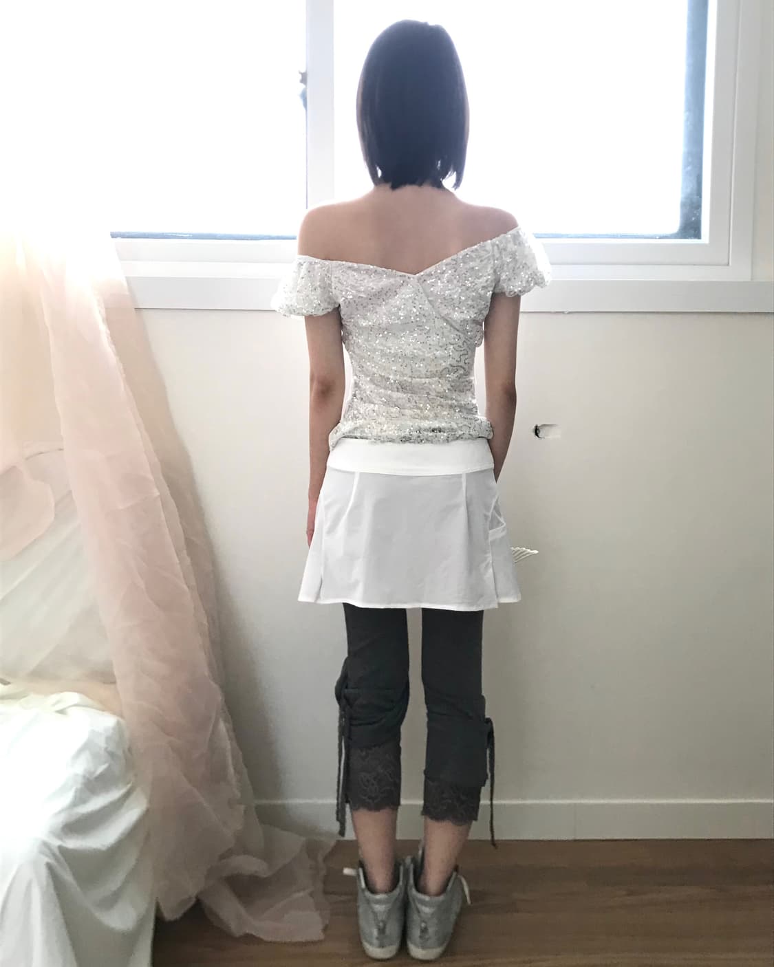 Lecaf white simple line point mini skirt 상품이미지4