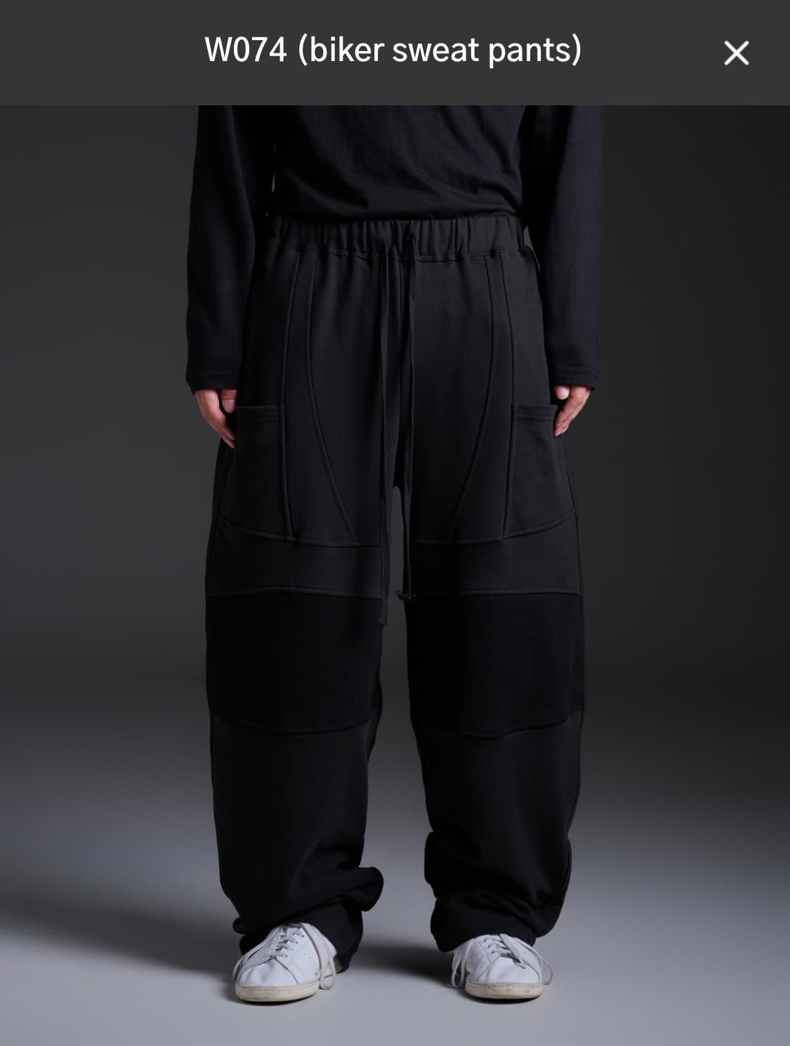 wapworks w074 바이커 스웻팬츠 블랙 상품이미지1