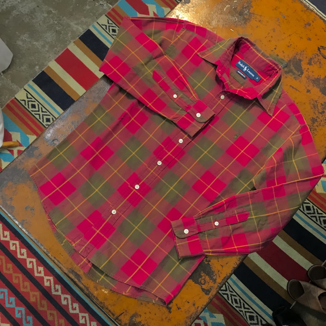 폴로랄프로렌 라이트버건디 체크 셔츠 여성 66 남성 100 상품이미지2