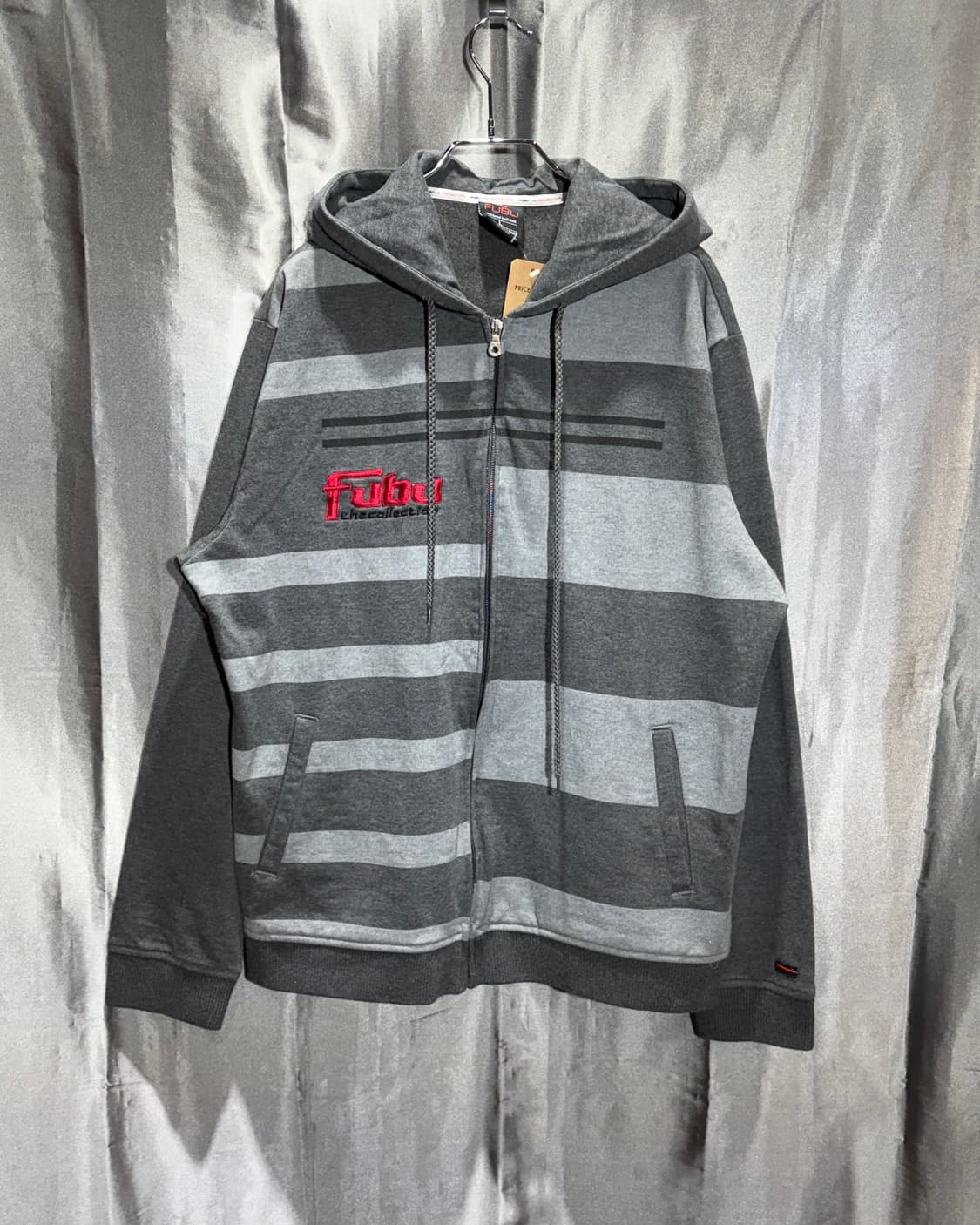 L FUBU 푸부 스트라이프 레드 스펠링 후드집업 상품이미지2