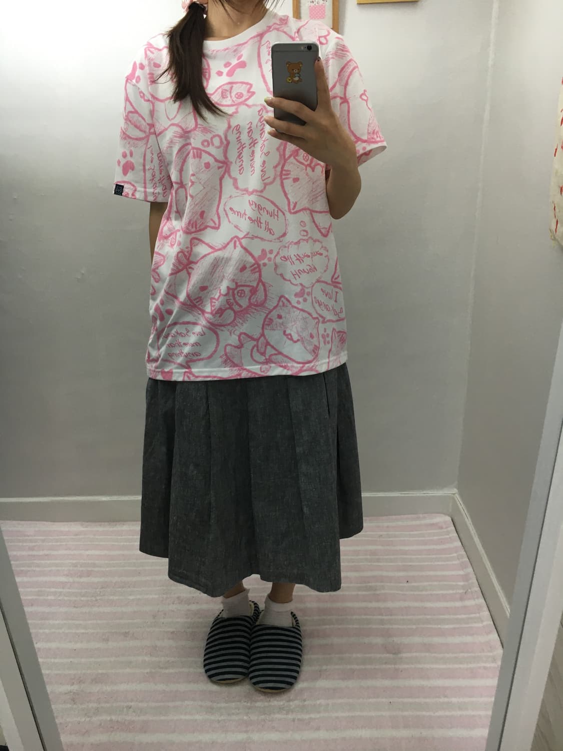 네코부치상 핑크 티셔츠 상품이미지8