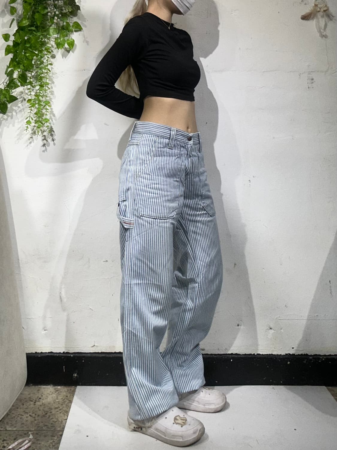 블루블루 히코리 블루 스트라이프 카펜터 와이드 팬츠  상품이미지1