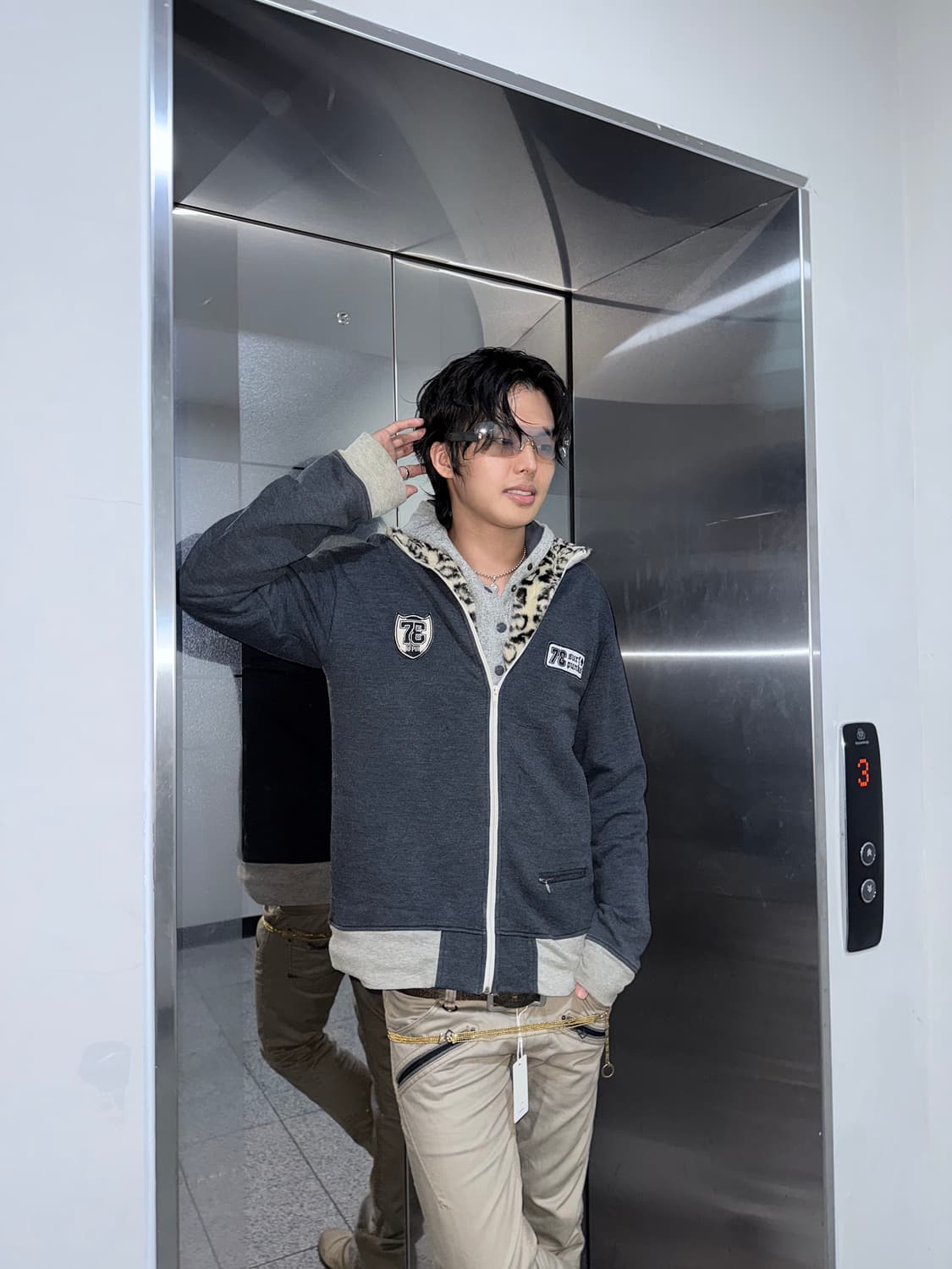 leopard collart sweat zipup jacket 상품이미지1