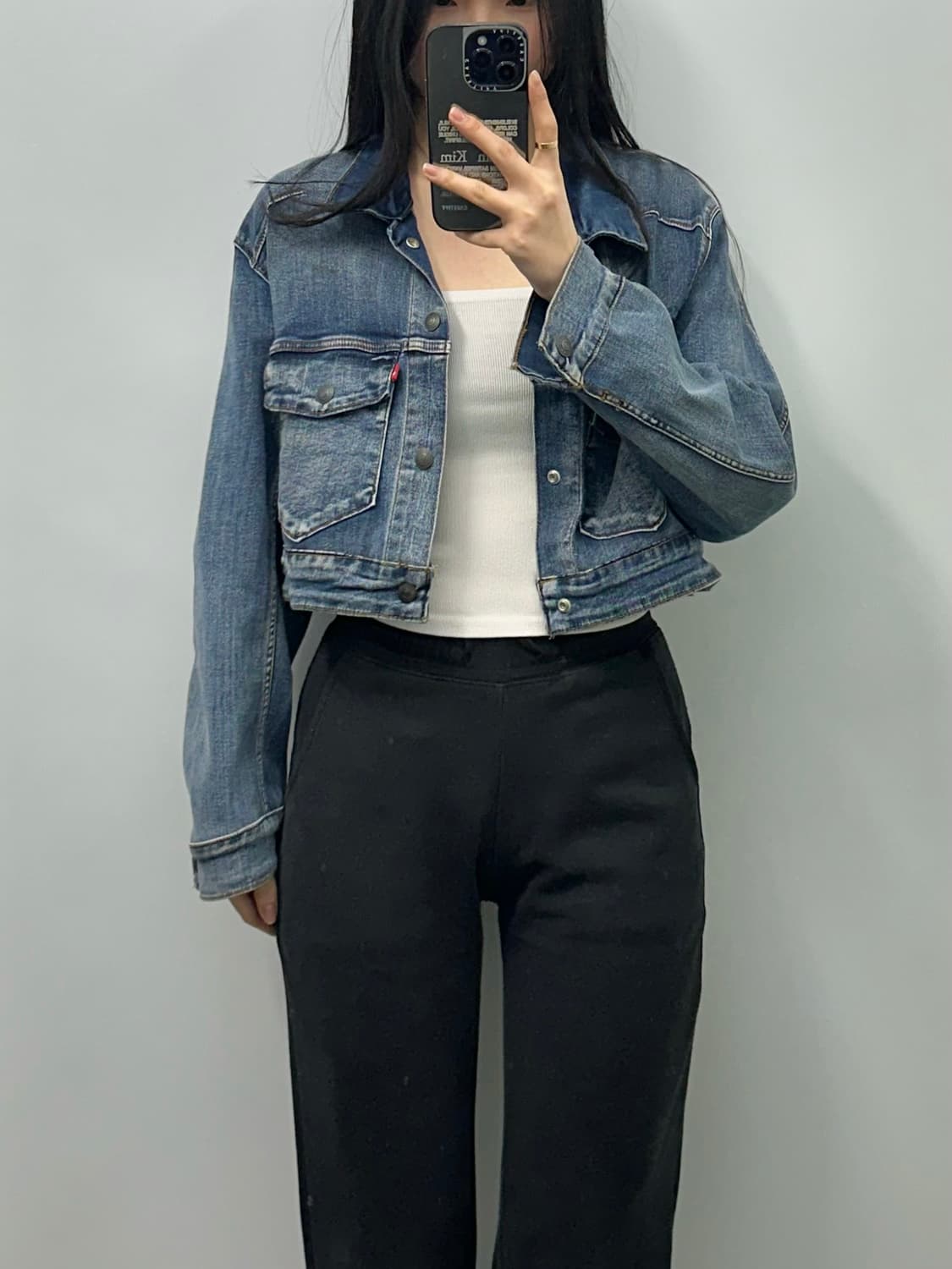 리바이스 우먼스 레드탭 워싱 크롭 데님 자켓 상품이미지2