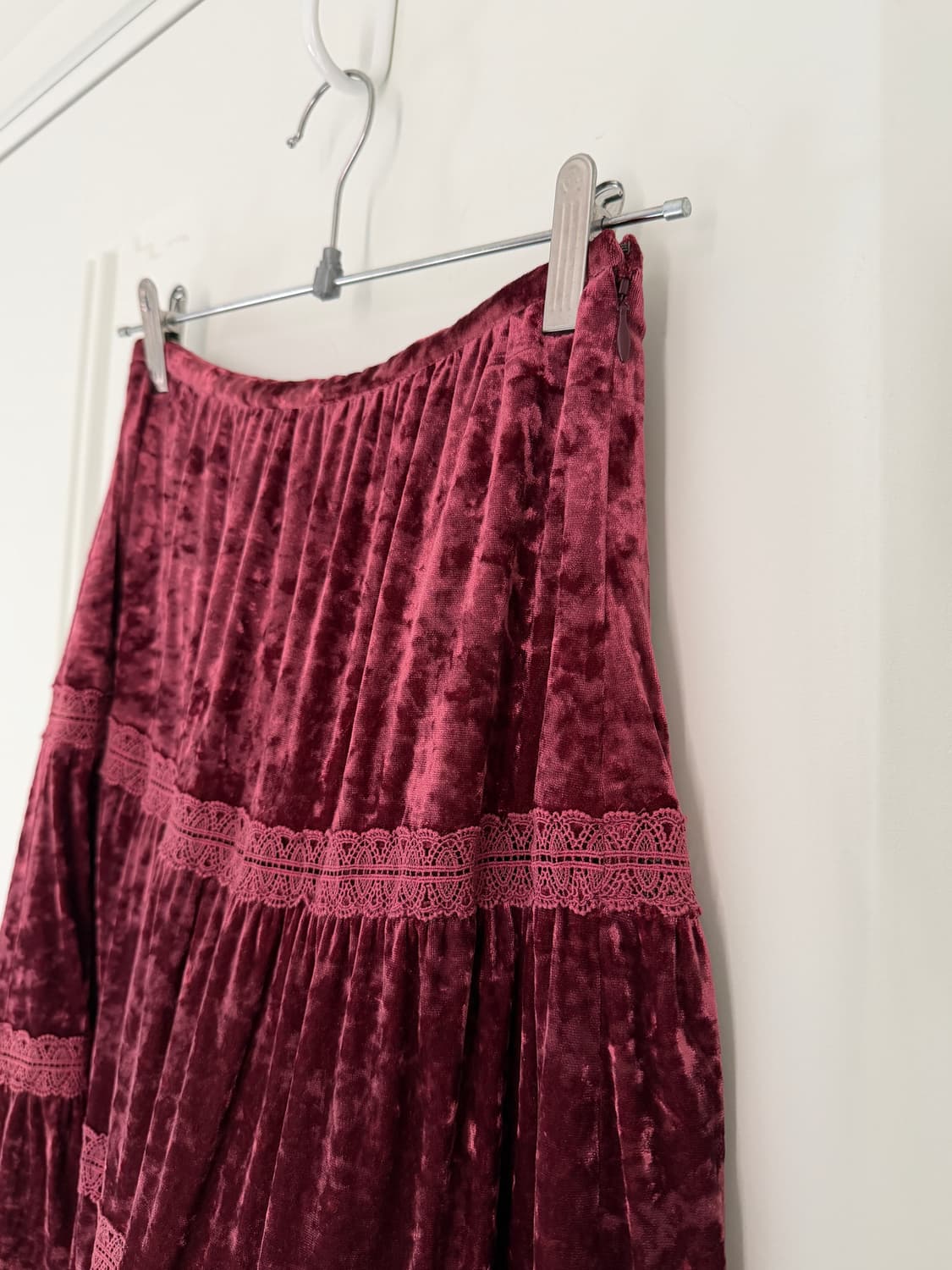 일본빈티지 핑크 벨벳 레이스 스커트 상품이미지3