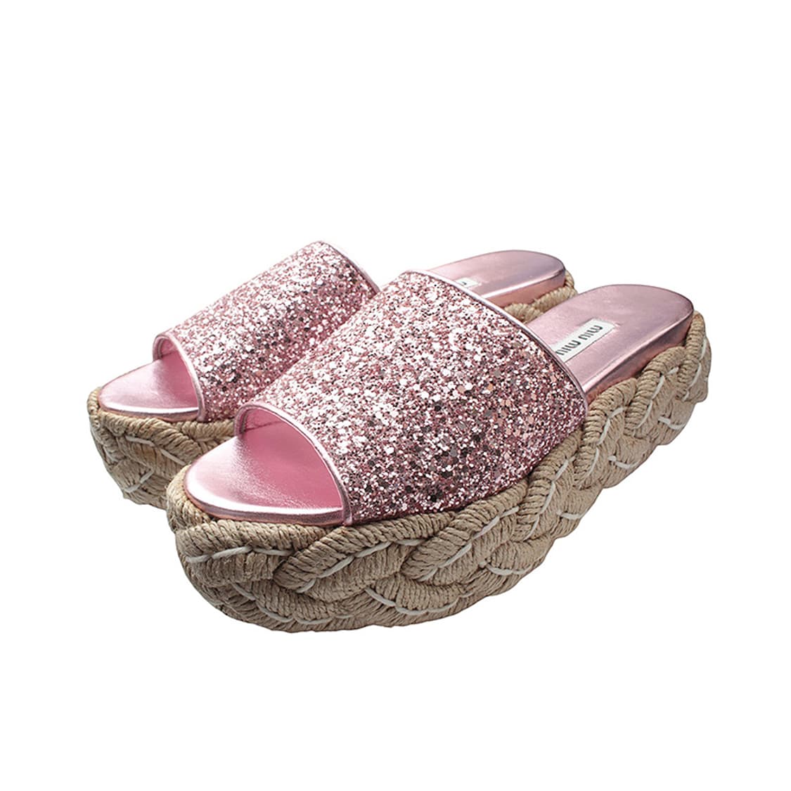 미우미우 핑크 글리터 에스파드류 슬리퍼 35반 상품이미지1