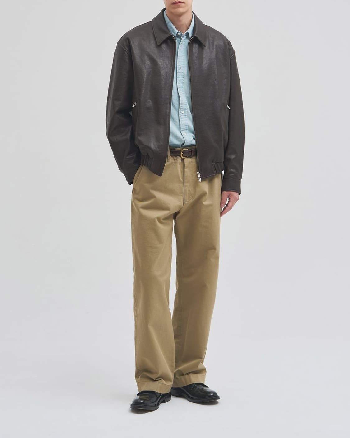 인더로우 아드리안 레더 블루종 다크브라운 4사이즈(110) 상품이미지2