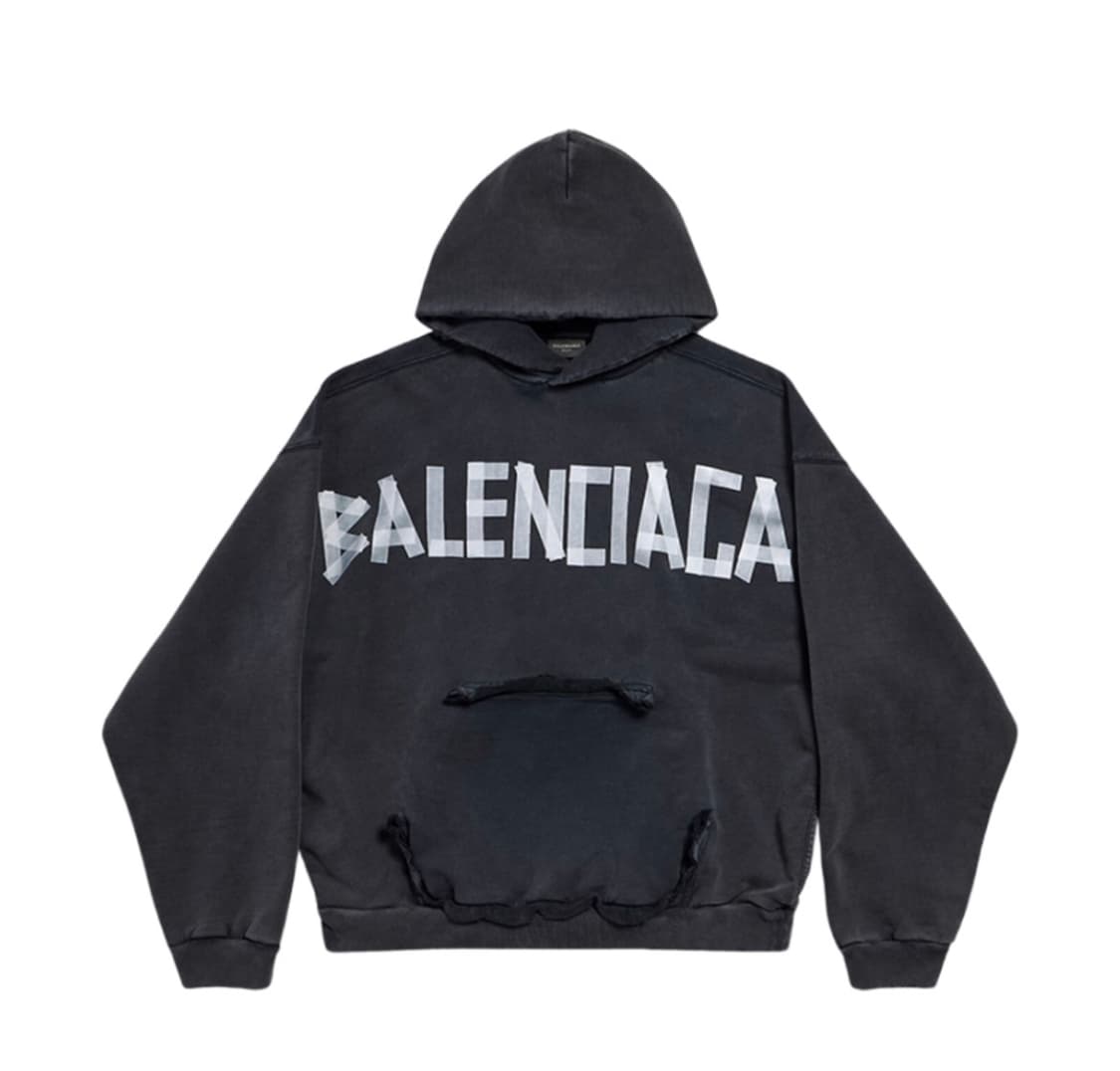 발렌시아가 테이프 후드티 s사이즈 블랙 상품이미지2